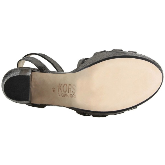 KORS Michael Kors ISABELLA Strappy Platform Pump Heel Gunmetal/Snake 6/8.5 New - Picture 7 of 7